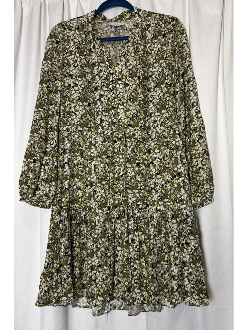 Charlotte Brody Green Floral Silk Floral Long sleeve Tie Waist Dress XS $595